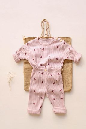 ست بالاتنه و پائین تنه صورتی بچه گانه بافت OhlalaKoala - کد 855688586
