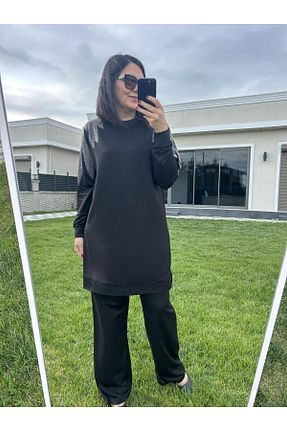ست بالاتنه و پائین تنه مشکی زنانه بافت charamela - کد 931016964