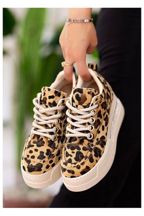 کفش اسنیکر قهوه ای زنانه بند دار TEKİN SHOES - کد 931012154