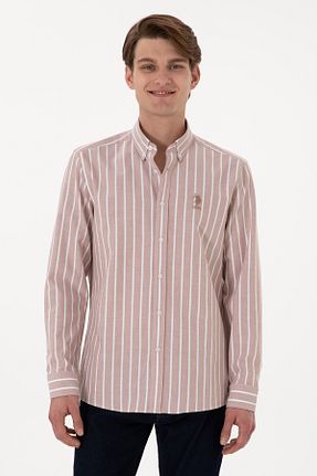 پیراهن قهوه ای مردانه یقه دکمه دار U.S. Polo Assn. - کد 931011383