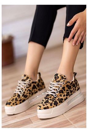 کفش اسنیکر قهوه ای زنانه بند دار TEKİN SHOES - کد 931012154