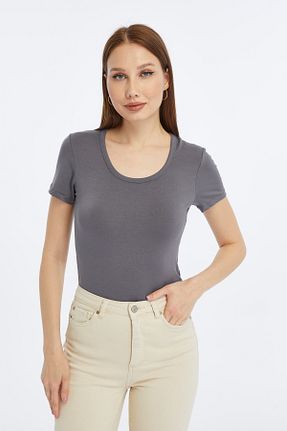 بلوز طوسی زنانه ساده LAENT - کد 931022102
