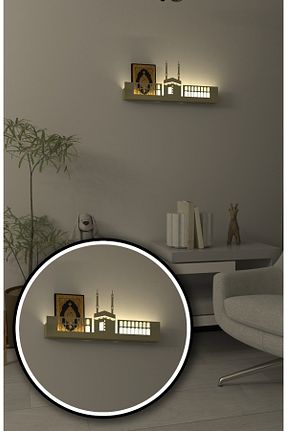قفسه دیواری طلائی 65 سانتی متر Wallover Design - کد 899505442