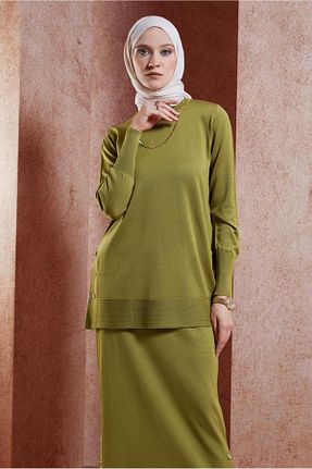 ست بالاتنه و پائین تنه حجاب سبز زنانه رگولار Alvina - کد 865661184