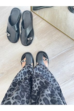دمپائی مشکی زنانه چرم خالص BPSHOES - کد 931054480