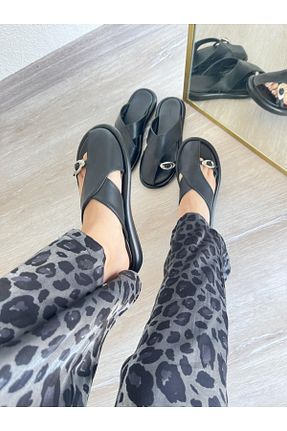 دمپائی مشکی زنانه چرم خالص BPSHOES - کد 931054480
