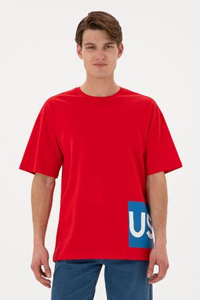 تیشرت قرمز مردانه یقه دوچرخه U.S. Polo Assn. - کد 931060319