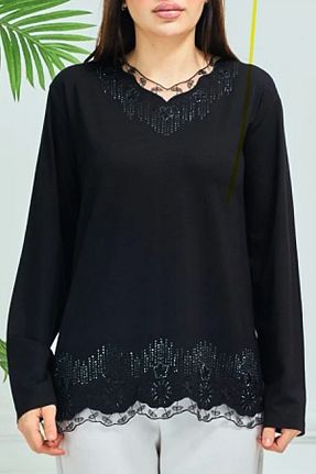 بلوز مشکی زنانه ساده BURSPA - کد 817939669