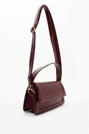کیف دوشی زرشکی زنانه چرم مصنوعی NBİBAGS - کد 836220444