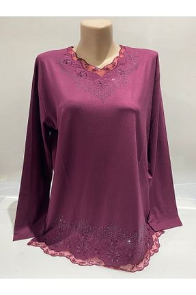 بلوز بنفش زنانه ساده BURSPA - کد 817939661