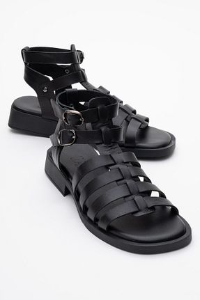 صندل مشکی زنانه پاشنه تخت luvishoes - کد 813921123