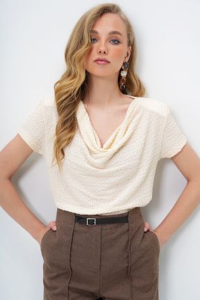 بلوز بژ زنانه ساده Trend Alaçatı Stili - کد 929625023