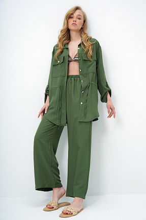 ست بالاتنه و پائین تنه خاکی زنانه بافتنی Trend Alaçatı Stili - کد 929619112