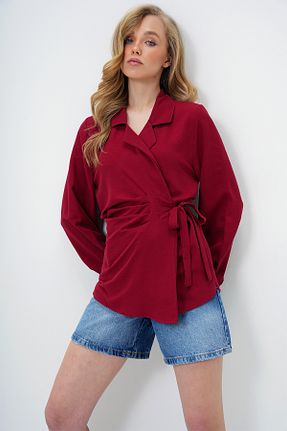کت زرشکی زنانه اورسایز Trend Alaçatı Stili - کد 929619078