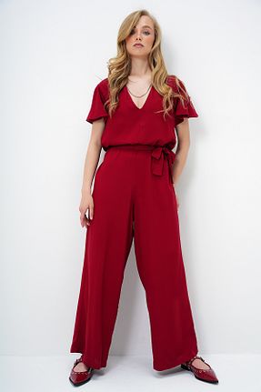 سرهمی زرشکی زنانه آستین کوتاه Trend Alaçatı Stili - کد 929625037