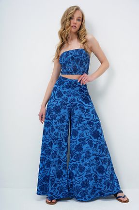 ست بالاتنه و پائین تنه سرمه ای زنانه بافت Trend Alaçatı Stili - کد 929619093