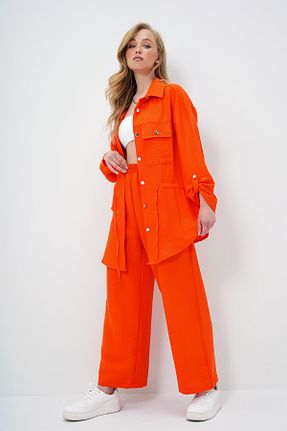 ست بالاتنه و پائین تنه نارنجی زنانه بافتنی Trend Alaçatı Stili - کد 274247780