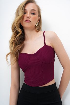 بلوز زرشکی زنانه ساده Trend Alaçatı Stili - کد 930942920