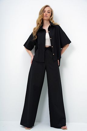 ست بالاتنه و پائین تنه مشکی زنانه بافتنی Trend Alaçatı Stili - کد 930998267