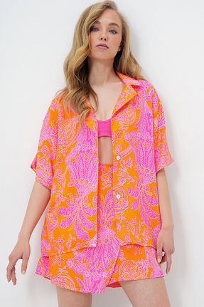 ست بالاتنه و پائین تنه نارنجی زنانه بافتنی Trend Alaçatı Stili - کد 930942439
