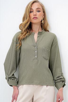 بلوز سبز زنانه ساده Trend Alaçatı Stili - کد 930942881