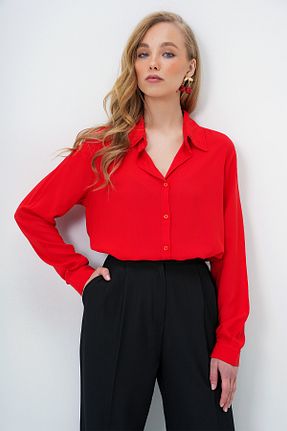 پیراهن قرمز زنانه رگولار Trend Alaçatı Stili - کد 930942771