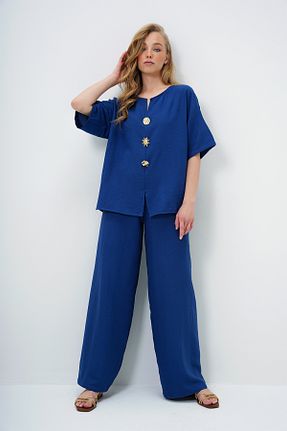 ست بالاتنه و پائین تنه سرمه ای زنانه بافتنی Trend Alaçatı Stili - کد 931000477