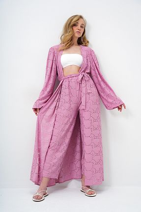 ست بالاتنه و پائین تنه صورتی زنانه بافت Trend Alaçatı Stili - کد 930942562