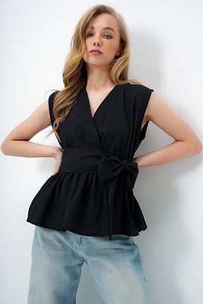 بلوز مشکی زنانه ساده Trend Alaçatı Stili - کد 930942720