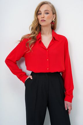 پیراهن قرمز زنانه رگولار Trend Alaçatı Stili - کد 930942771