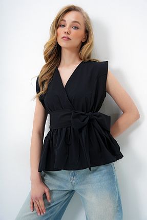 بلوز مشکی زنانه ساده Trend Alaçatı Stili - کد 930942720