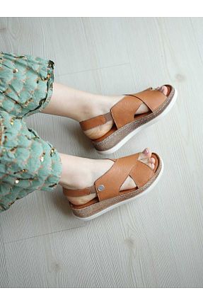 صندل قهوه ای زنانه پاشنه تخت Mammamia - کد 929552355