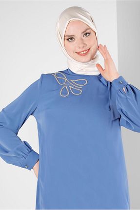 تونیک حجاب سرمه ای زنانه پنبه پلی استر Alvina - کد 805970575