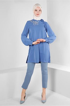 تونیک حجاب سرمه ای زنانه پنبه پلی استر Alvina - کد 805970575