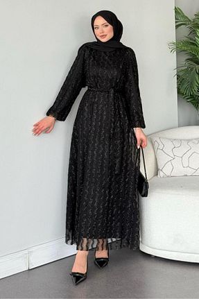 لباس مجلسی حجاب مشکی زنانه یقه دوچرخه Şulemoda Giyim - کد 929563760