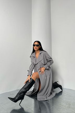 ترنچکت طوسی زنانه پلی آمید Black Fashion - کد 785219715