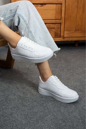 کفش اسنیکر سفید زنانه بند دار galya shoes - کد 844615797