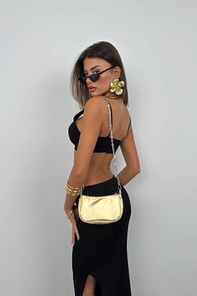 کیف مجلسی زرد زنانه چرم مصنوعی Black Fashion - کد 840137816