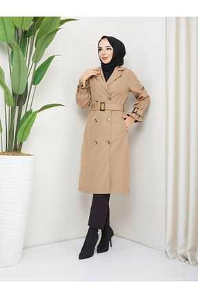 ترنچکت حجاب قهوه ای زنانه پلی استر RACE FASHİON - کد 850450283