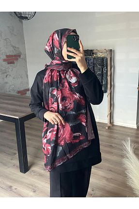 شال زرشکی زنانه پنبه پلی استر Merwiss - کد 929598176