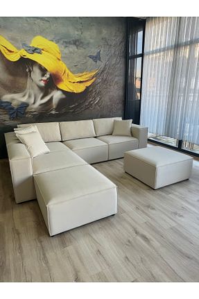 ست گوشه ای سفید مخمل Erduran Mobilya - کد 925799228