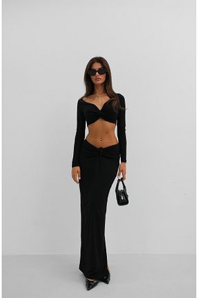 دامن مشکی زنانه مخلوط پلی استر Black Fashion - کد 831371597