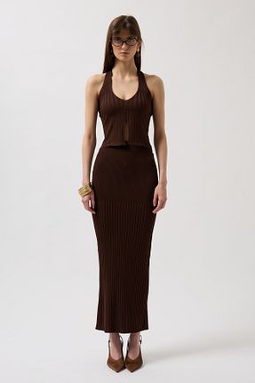 دامن قهوه ای زنانه بافتنی Black Fashion - کد 925765731
