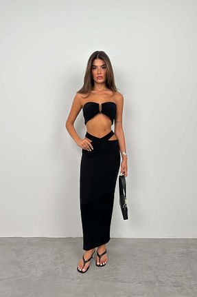 دامن مشکی زنانه مخلوط پلی استر Black Fashion - کد 840131175