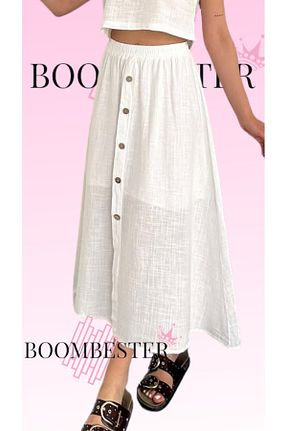 دامن سفید زنانه کتان BoomBester - کد 921816861