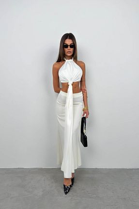دامن سفید زنانه مخلوط پلی استر Black Fashion - کد 823026061