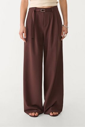 شلوار قهوه ای زنانه پلی استر Stradivarius - کد 929639400