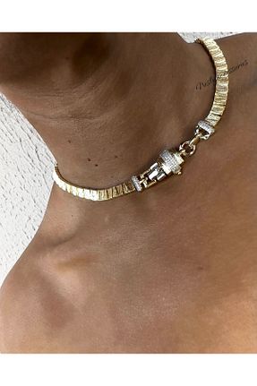 گردنبند استیل ( فولاد ) طلائی روکش طلا neslyaccessories - کد 923224499