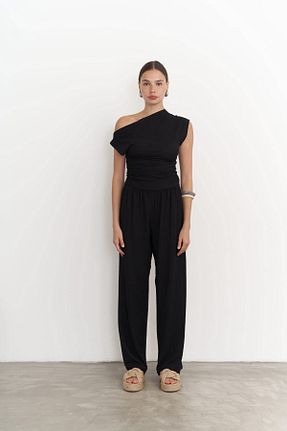 ست بالاتنه و پائین تنه مشکی زنانه بافتنی MAİ COLLECTİON - کد 824212897