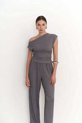 ست بالاتنه و پائین تنه طوسی زنانه بافتنی MAİ COLLECTİON - کد 824209576